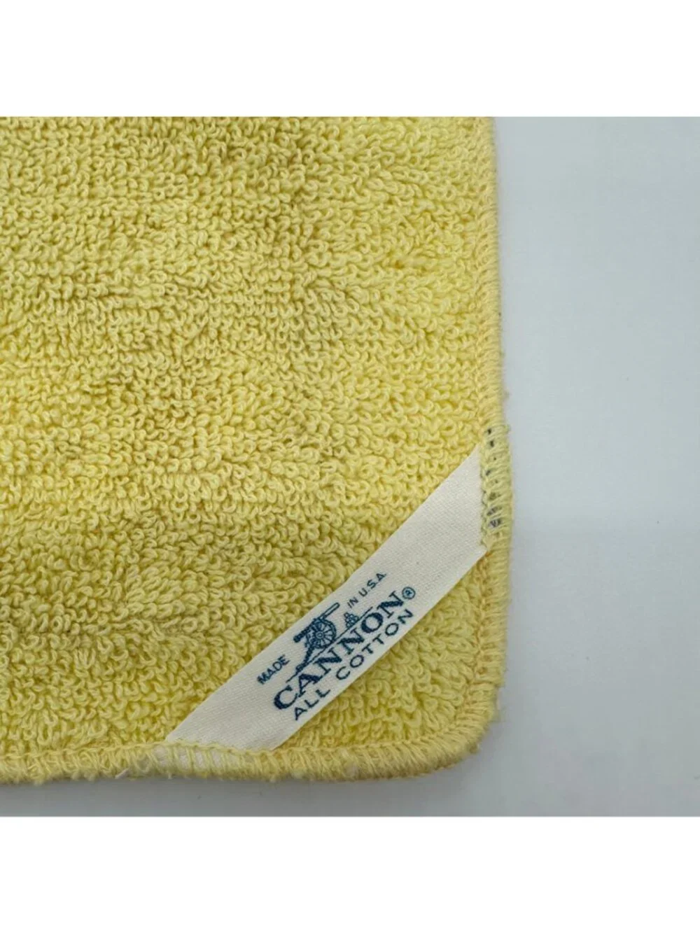 Vintage Yellow Rose Hand Towel Washcloth Set Cannon USA Cotton 70s Fringe Floral